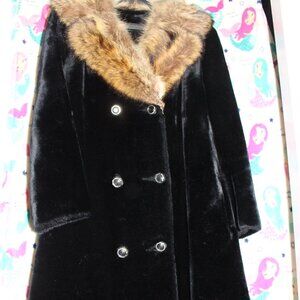 Vintage Lou Nierenberg Original Faux Fur Coat with Fur (Faux?) Collar Sz 12